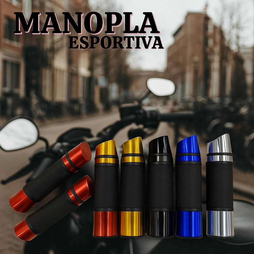 Par Manopla Esportiva Com Peso Punho Para Moto Cromado Universal 0013