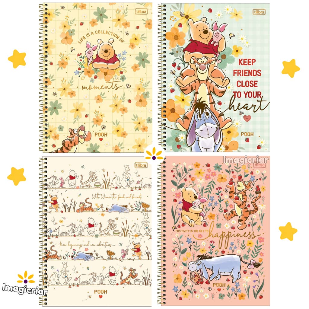 Caderno Universitário Ursinho Pooh Disney Tilibra - 1 ou 10 Matérias
