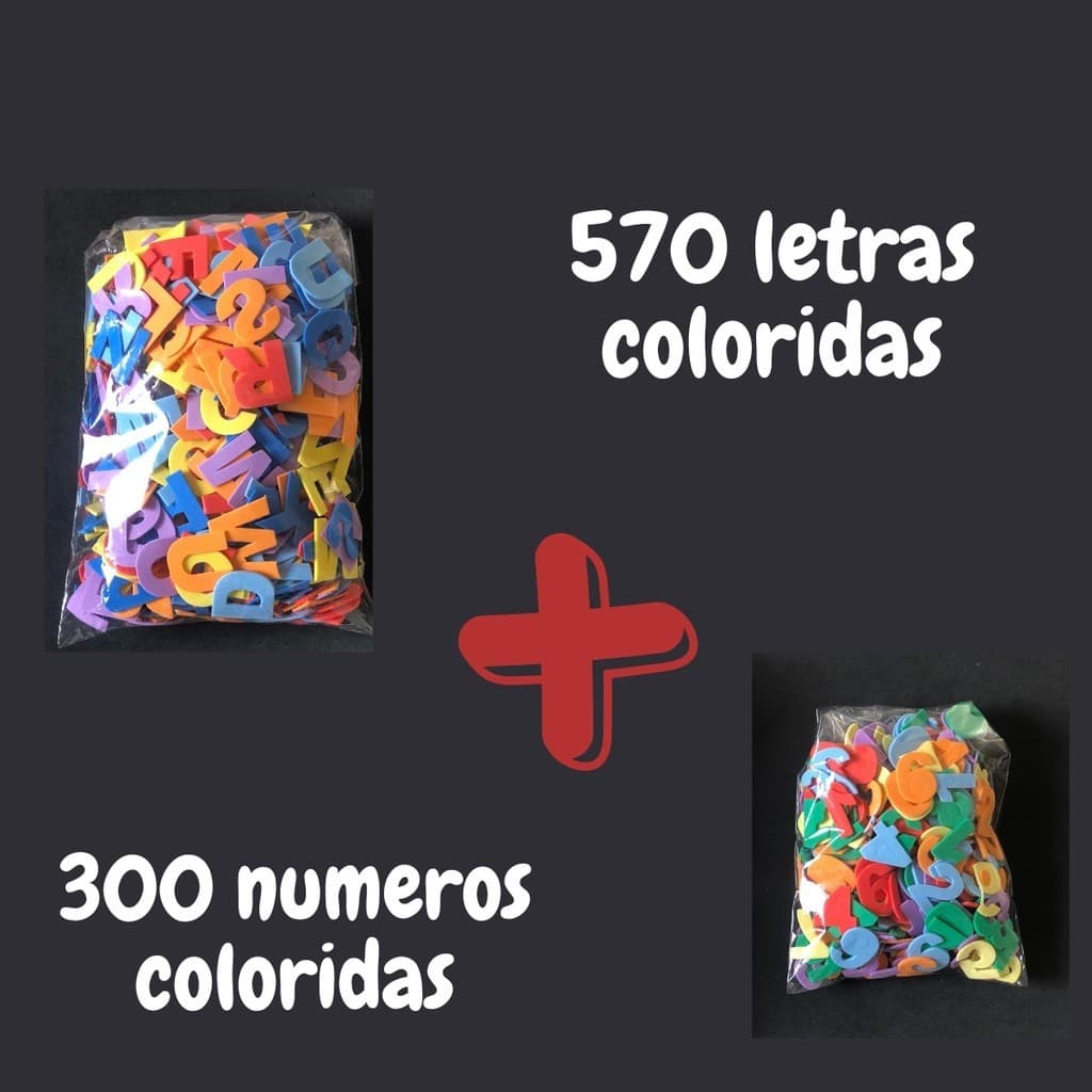 Letras movel de eva e numeros de 1,5 mm para alfabetização em escolas- igrejas- reforço- colorido em eva Kit Alfabetos