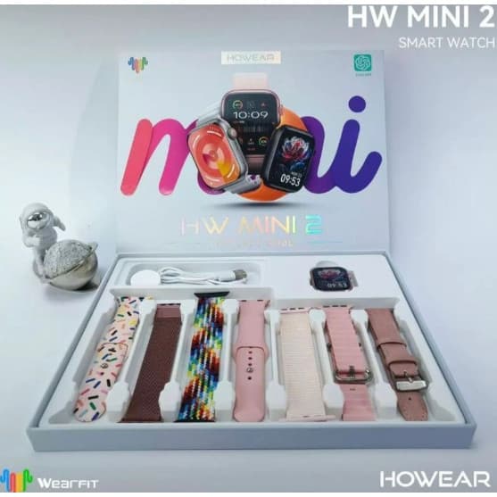 Relógio Smartwatch HW Mini 2 Com 7 Pulseiras 41mm Para Feminino Chat GPT Compatível IOS e Android