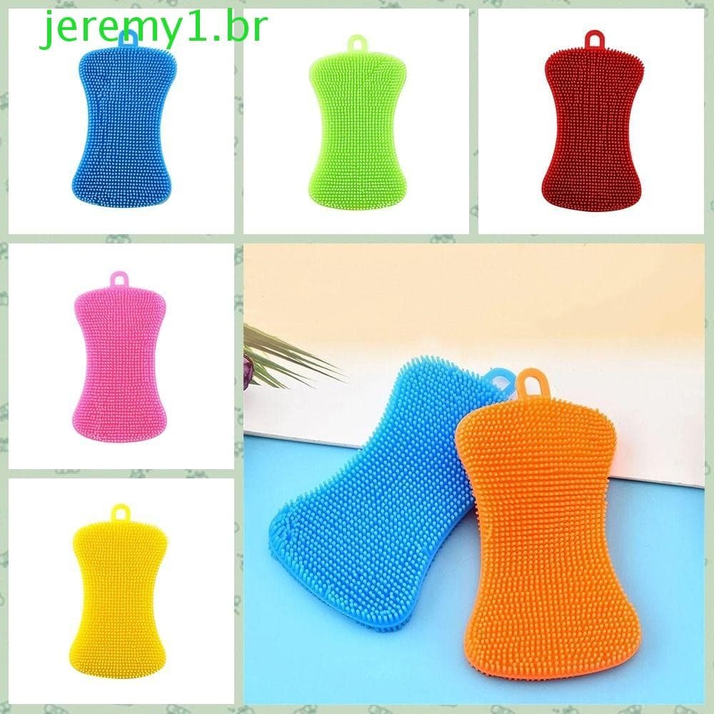 Escova De Lavar Louça De Silicone JEREMY1 , Purificador De Esponja Reutilizável Macio , Limpeza Dupla Face