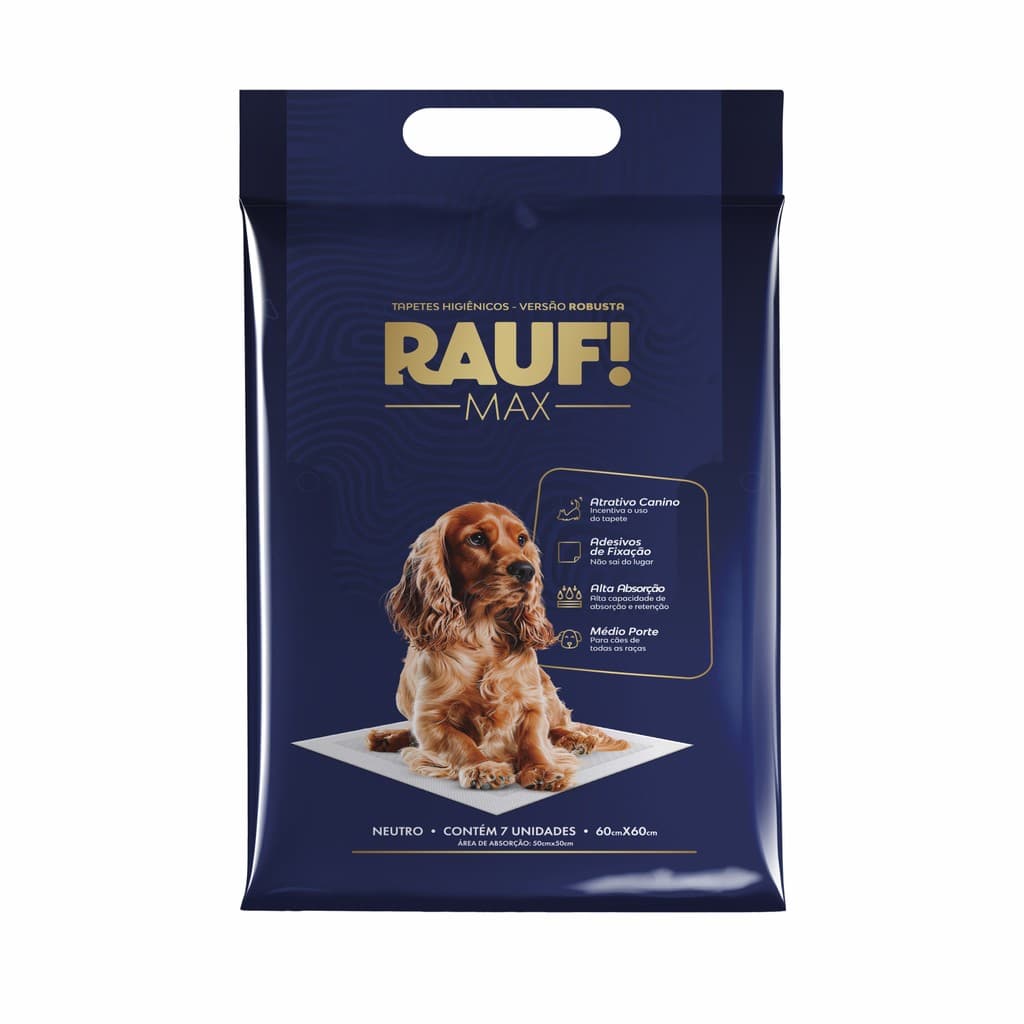 Tapete Higiênico Rauf Max 60x60 – 7 Unidades para Cães e Filhotes
