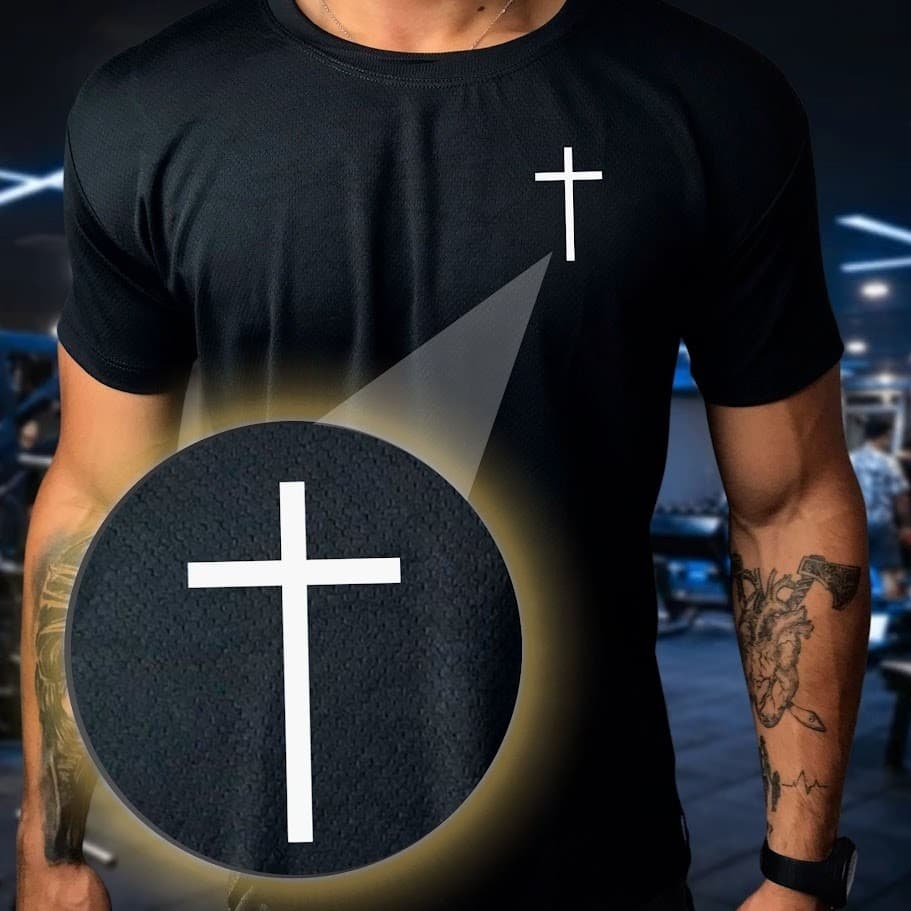 Camisa Dry Fit Masculina Camiseta Modelo Cristão Gospel Cruz Academia Corrida CrossFit Treino