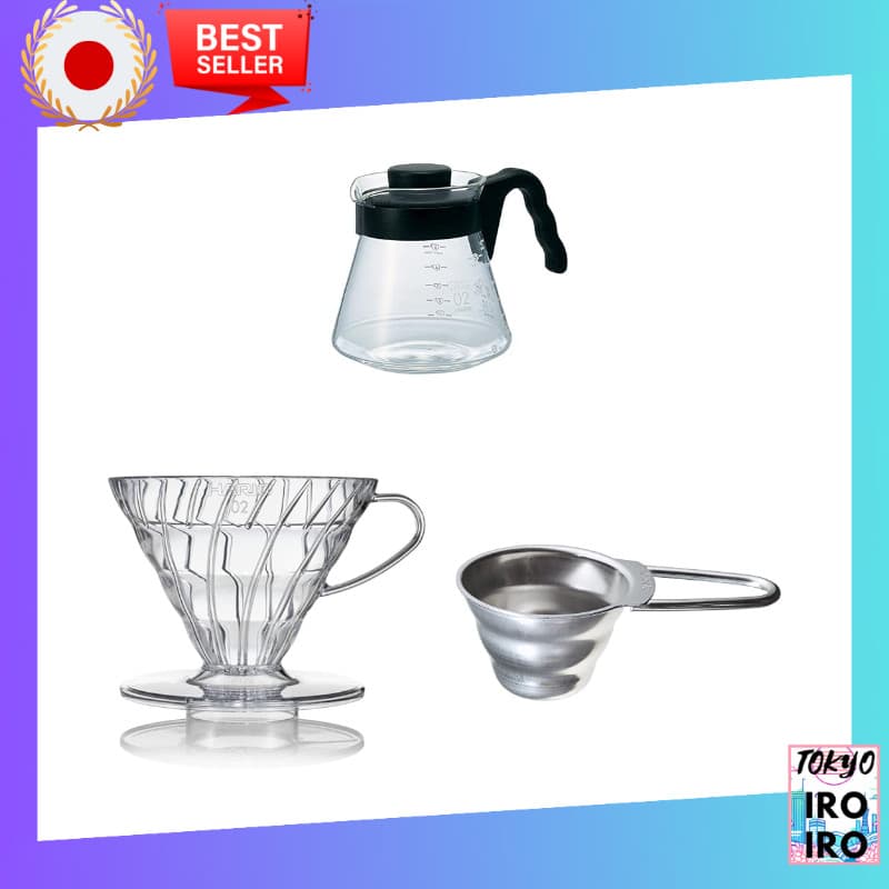 【Compra em conjunto】HARIO V60 Jarra de café Capacidade prática Preto Fabricado no Japão VCS-02B + HARIO V60
