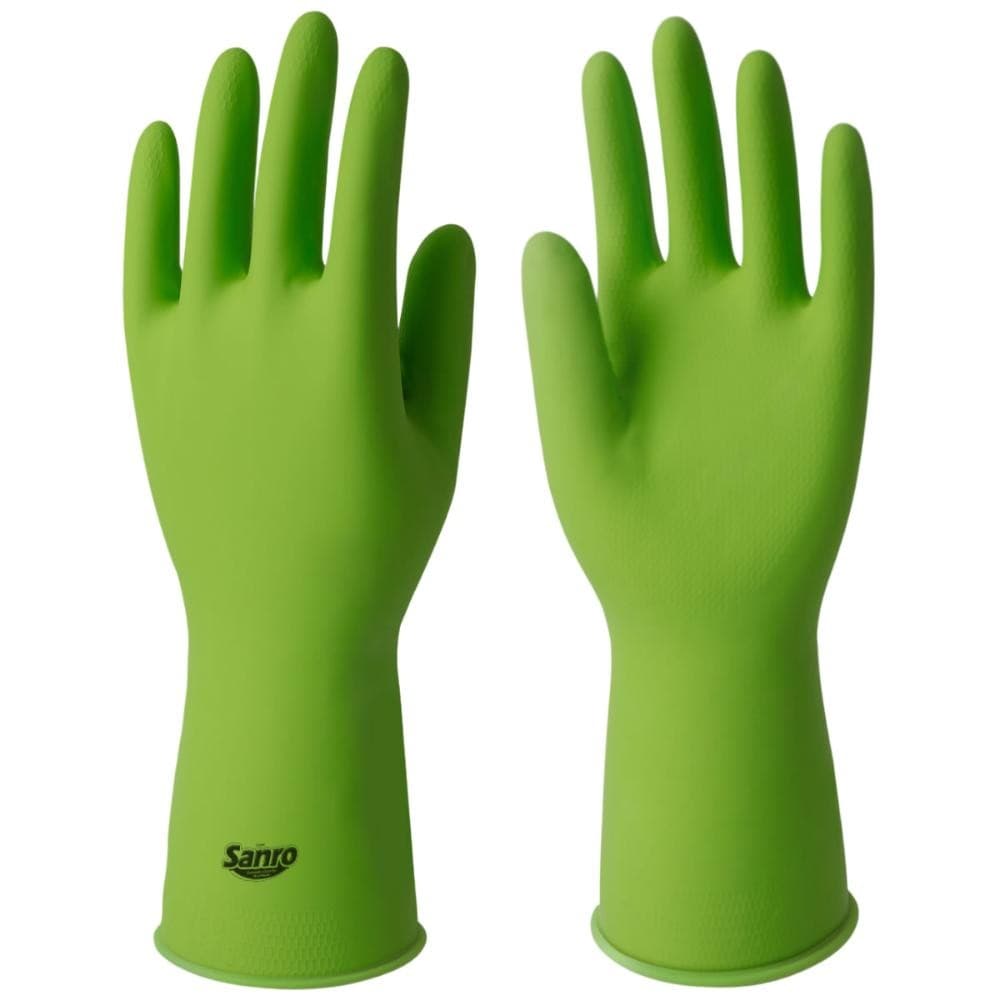 Luva Sanro Top G Amarela ou Verde Proteção Mãos Limpeza Cozinha Jardinagem Construção Borracha