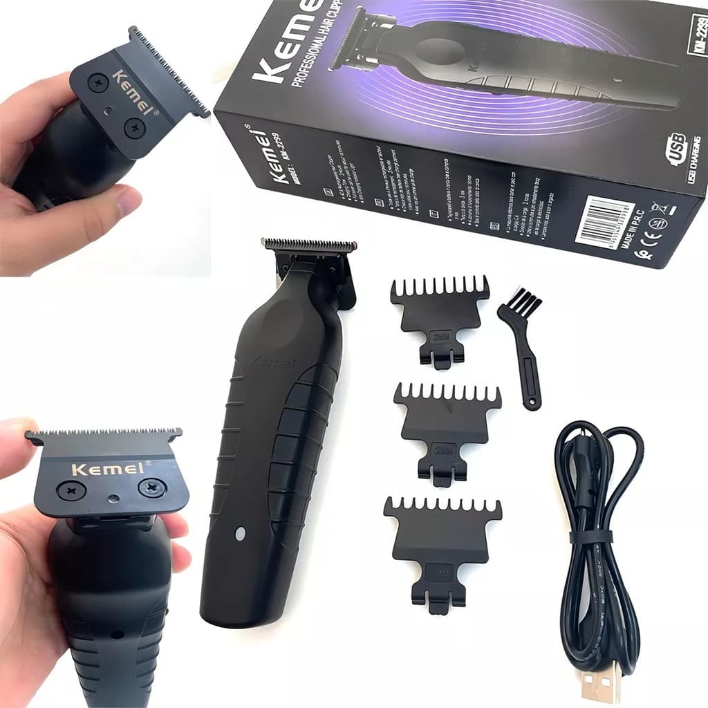 Aparador de Pelos Kemei KM2299 para Cabelo e Barba Preto Sem Fio Oficial