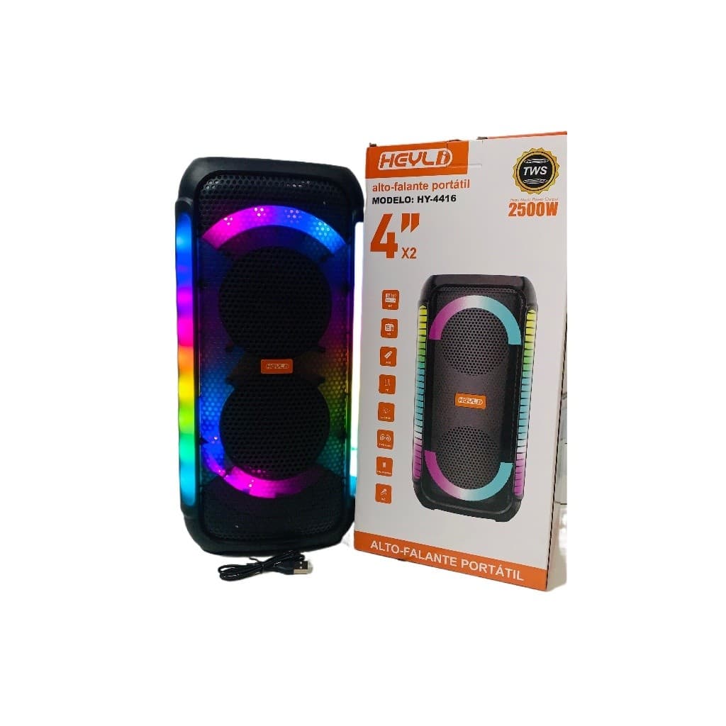 Caixa de Som Bluetooth Portátil  Rádio FM USB/SD Aux Recarregável 60W Potente