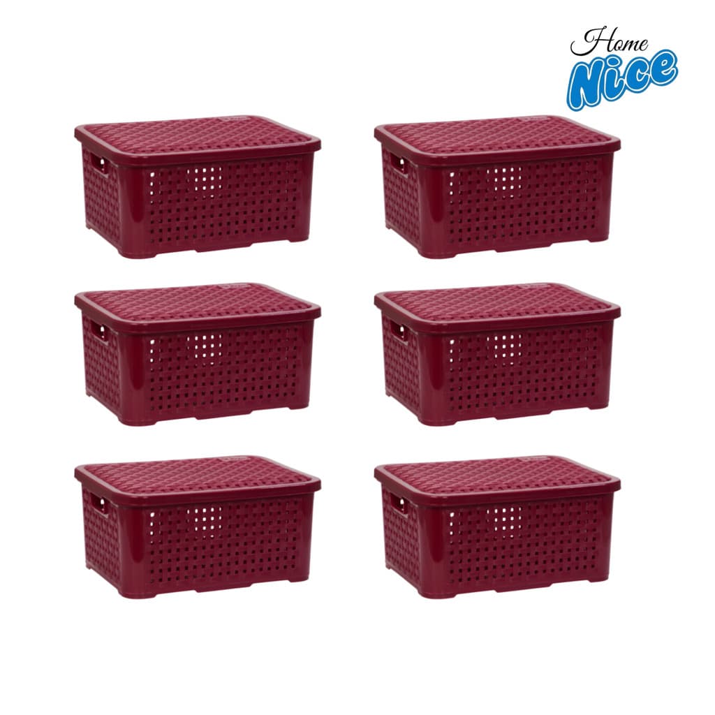 Kit com 6 Caixas 10 Litros Organizador Rattan Com Tampa