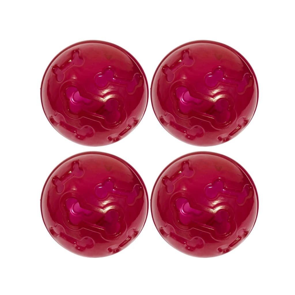 Kit 4 Bola Petisco Interativo Vermelho Neon 11cm Free BPA Pet Resistente