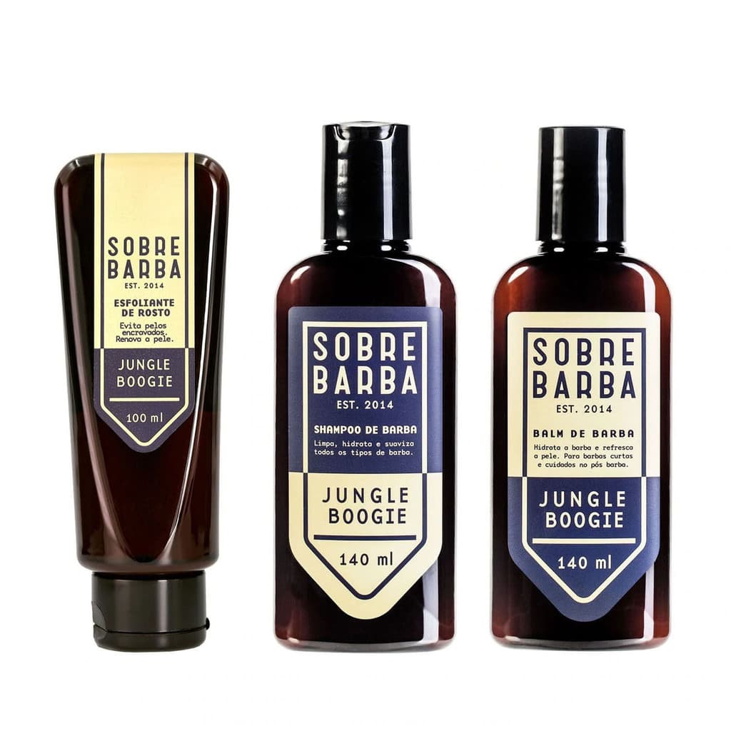Kit Sobrebarba - Esfoliante, Shampoo e Balm de Barba - Jungle Boogie