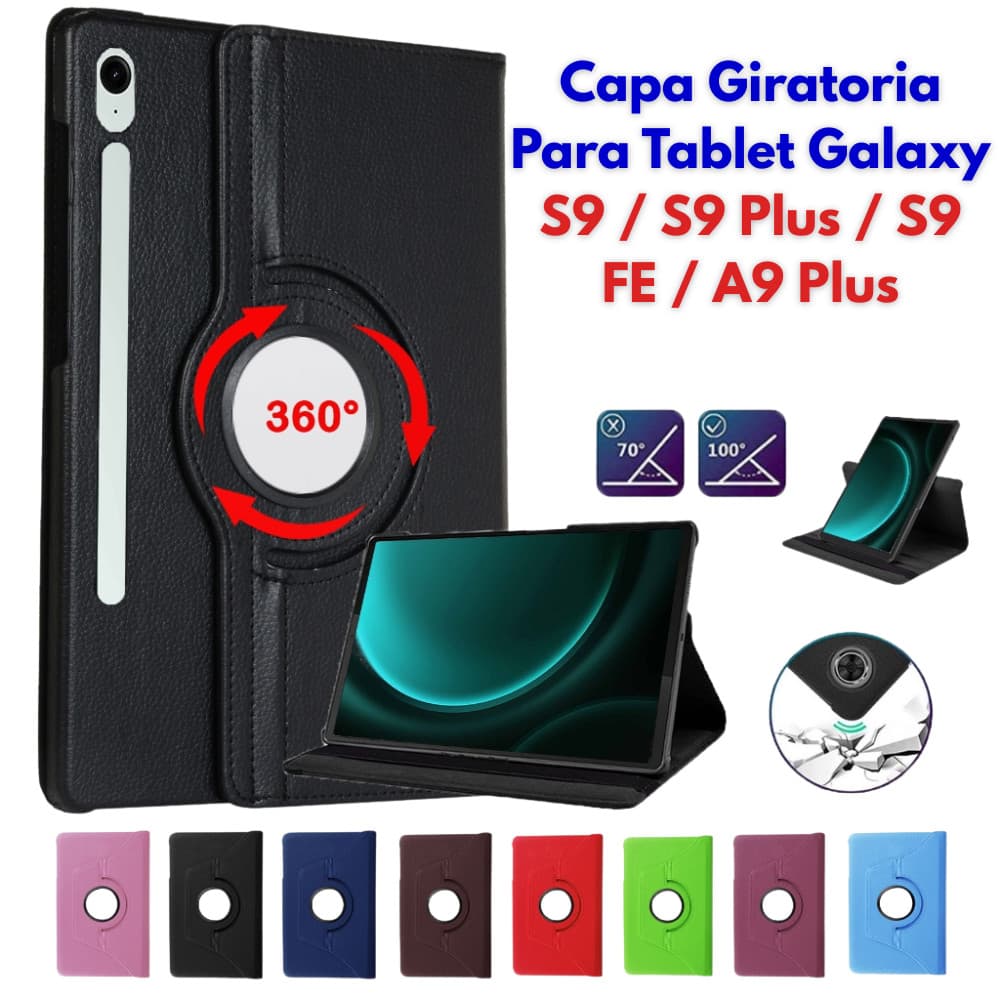 Kit Completo Capa Giratória P/ Galaxy Tab A9+/A9 Plus/S9/S9FE/S9PLUS