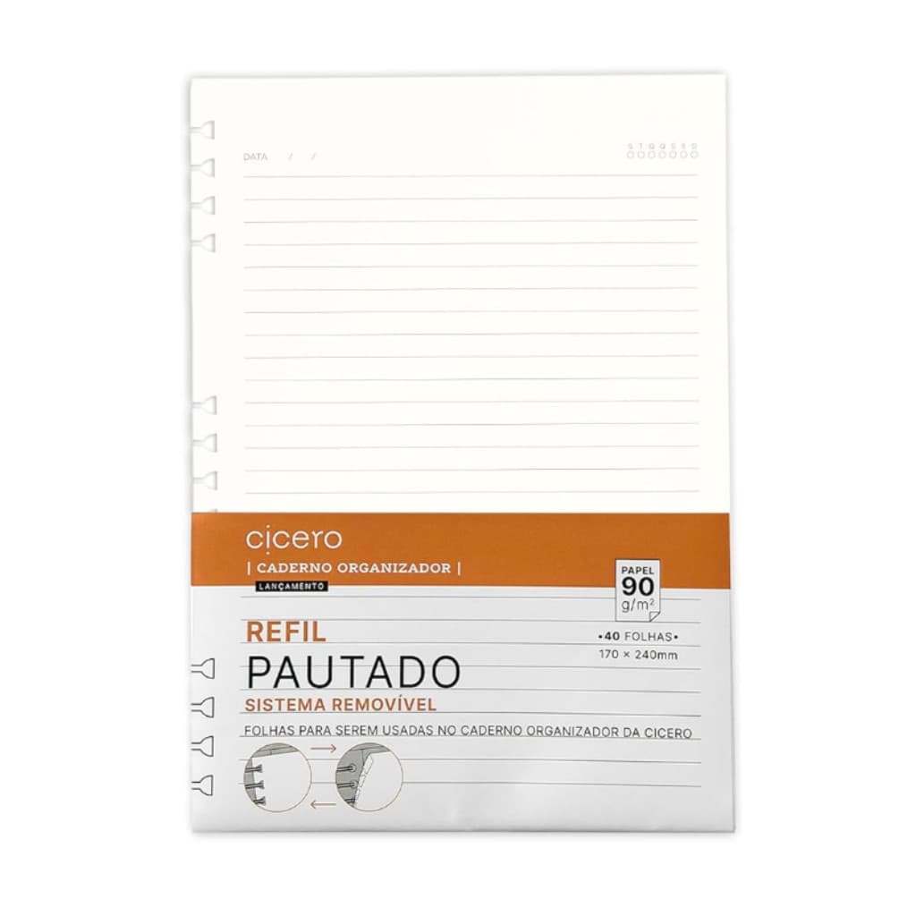 Refil Caderno Organizador Cícero 40fls Offset 90g 17x24 Pautado