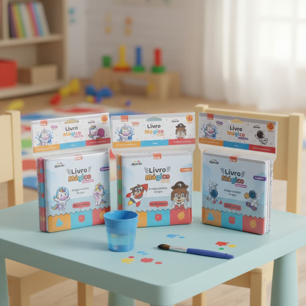 Kit 3 Livro De Banho Mágico Astronauta,  Unicórnio E Lupi O Cachorro A Mágia Acontece Na Água - Molhou Coloriu!