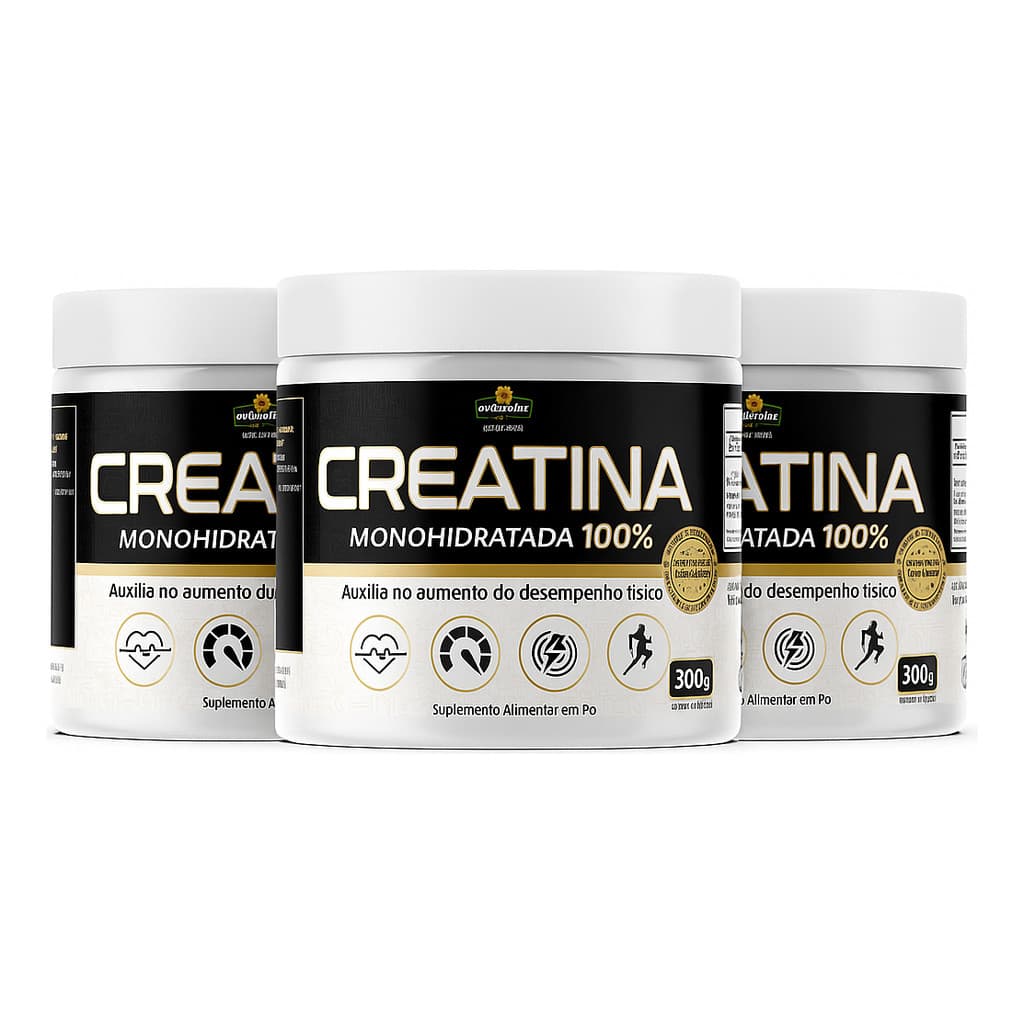 Creatina Monohidratada 100% Pura Em Pó Suplemento 300g Kit 3 Natural
