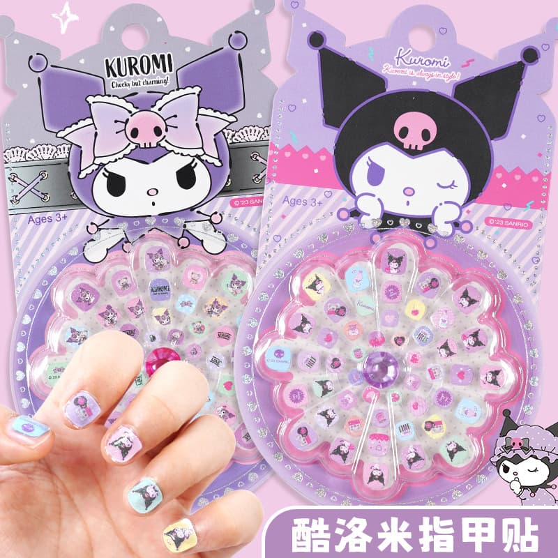 Sanrio adesivos de unhas crianças meninas Kuromi meninas adesivos de unhas Glitter adesivos de unhas