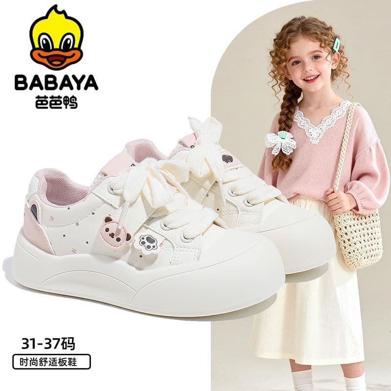 Baba pato sapatos infantis sapatos brancos meninas dos desenhos animados tênis 2026 primavera novo estilo médio grande c