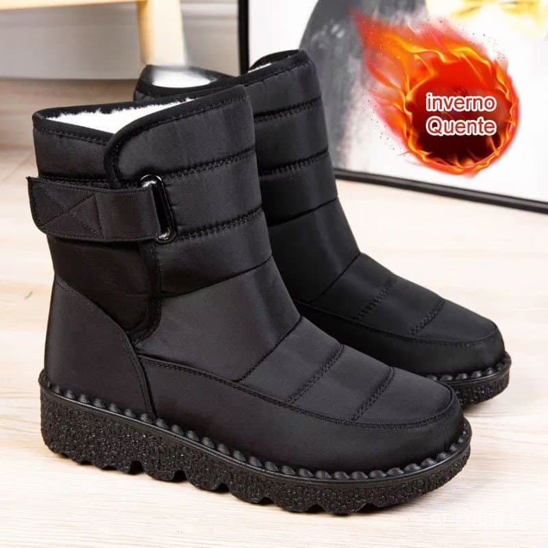 Botas Casuais Impermeáveis Quentes Femininas Para O Inverno Tamanho Grande 35-44 Sapatos Confortáveis Caminhada Na Neve