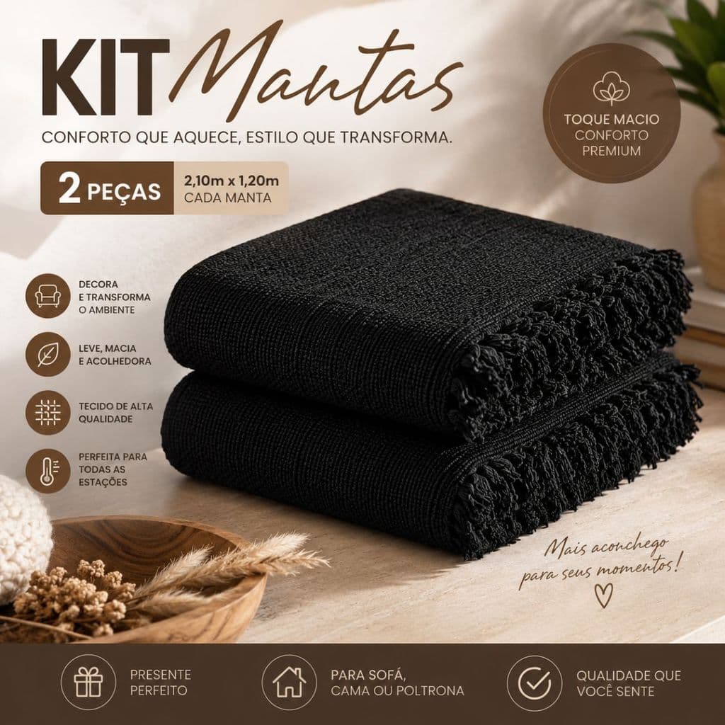 2 Mantas Versátil para Sofá e Decoração 2,10 x 1,20 – Elegância em Todos os Ambientes, Toque de Luxo para sua Casa