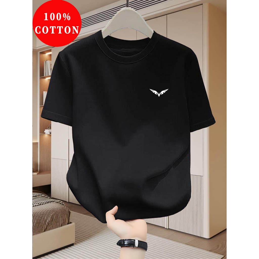Camiseta Unissex 100% Algodão  de Gola Redonda Simples, Suave e Respirável para Passeios de Verão e Uso Casual