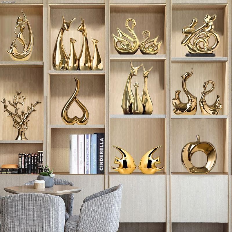 Ornamentos dourados decorações pequenas armários de vinho de cerâmica sala de estar TV luz luxo simples casa vermelho ar