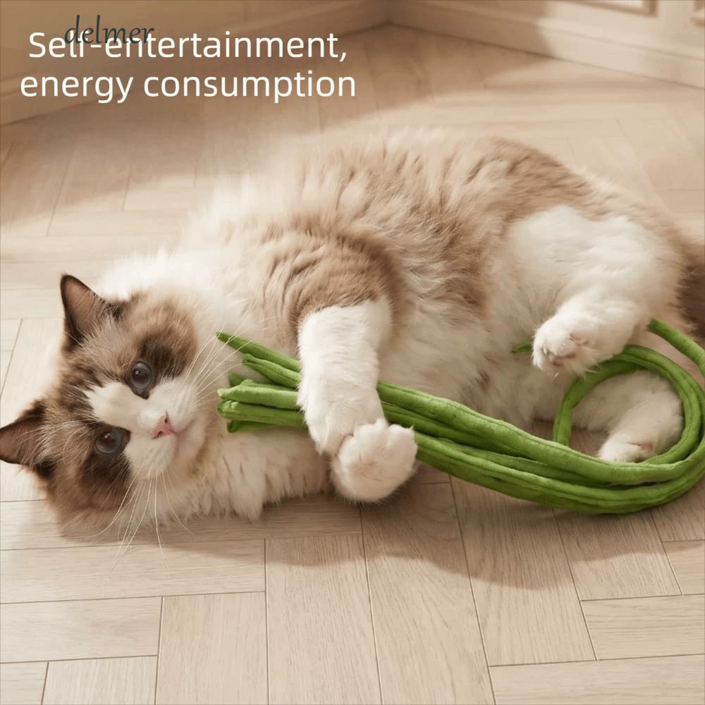 DELMER Simulado Cowpea Cat Teaser , Brinquedo Vegetal De Textura Macia Resistente À Mordida Interativo Para Mastigar Gat