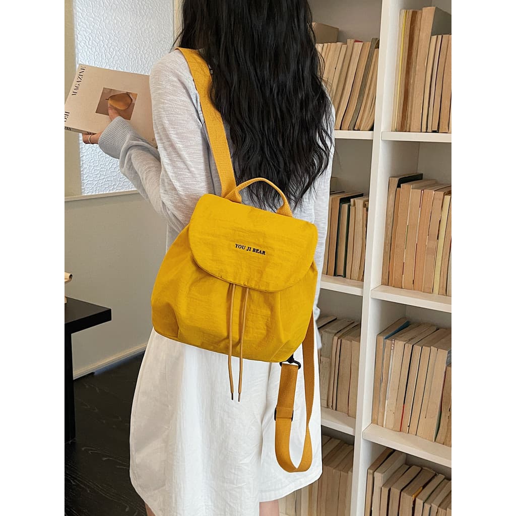 Mochila impermeável com cordão unissex, grande capacidade, leve, à prova d'água, Nylon, mochila escolar Casual pequena,