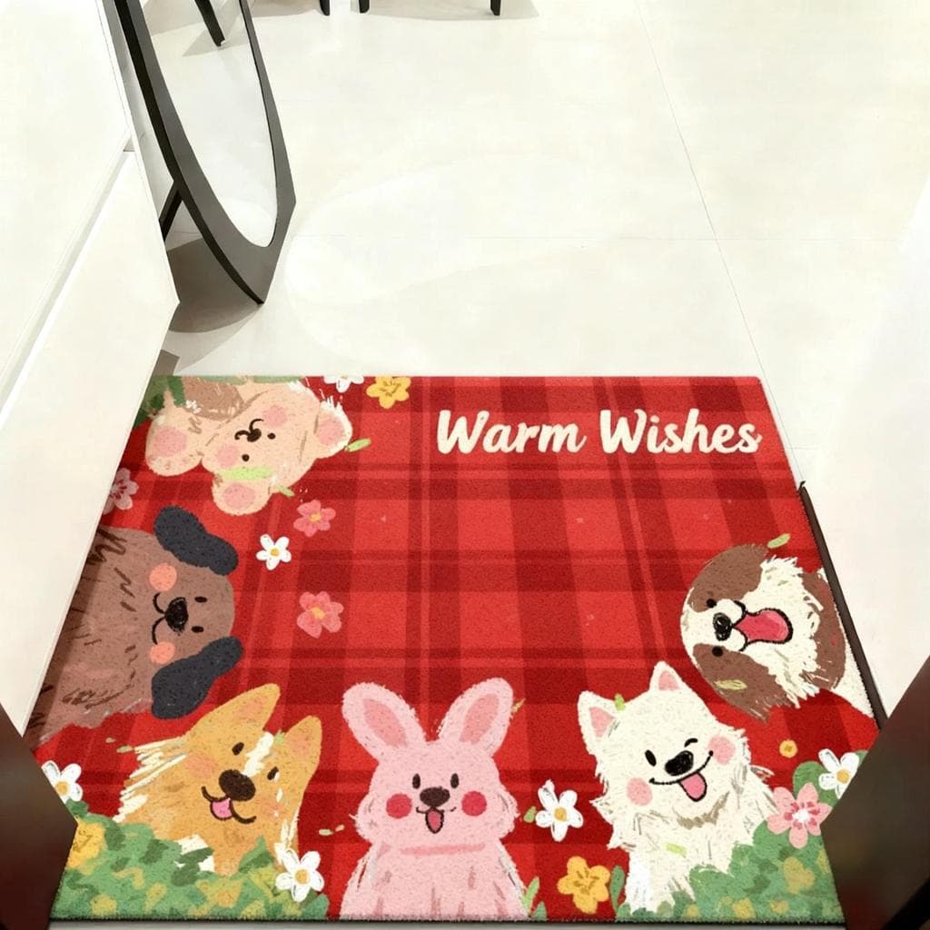 Tapete vermelho para porta de entrada, estilo feriado, círculo de seda, ano novo, entrada festiva, raspagem de lama, tap