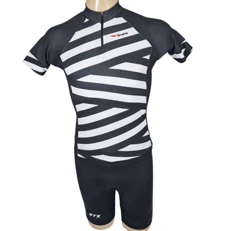Combo Camisa e Bermuda Ciclismo Preto/Branco Tam P