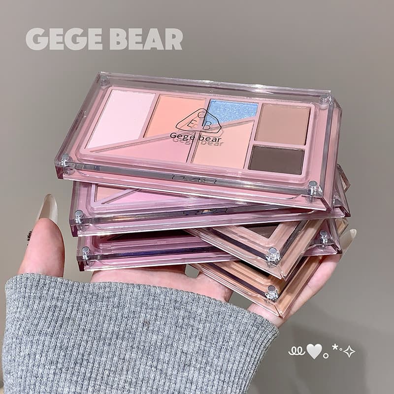 Gege bear gege bear em camadas brilho empilhado paleta de sombras 7 cores sombra terra cor Glitter perolado fosco sombra