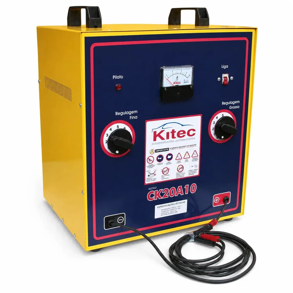 Carregador de Bateria Kitec CK20A10 20A 12V Para 1 a 20 Baterias em Série Profissional Automotivo com LEDs