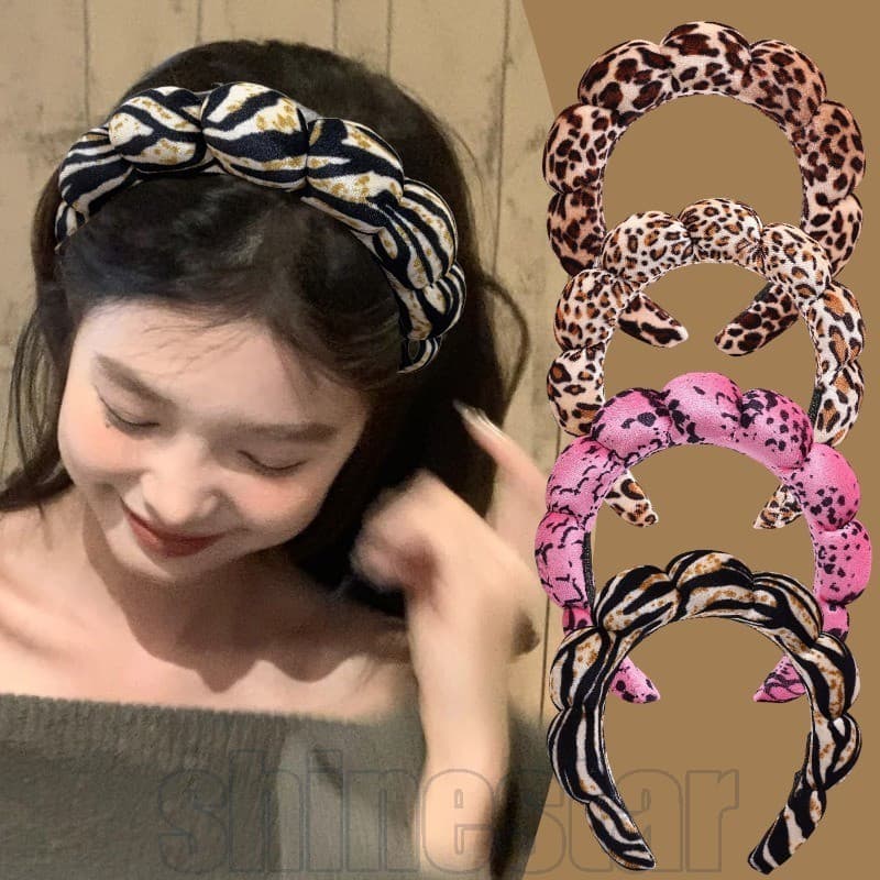 1/2 peças de Faixa de Cabelo de Esponja com Estampa de Leopardo Vintage - Acessório de Cabelo Vintage - Cuidados com a P