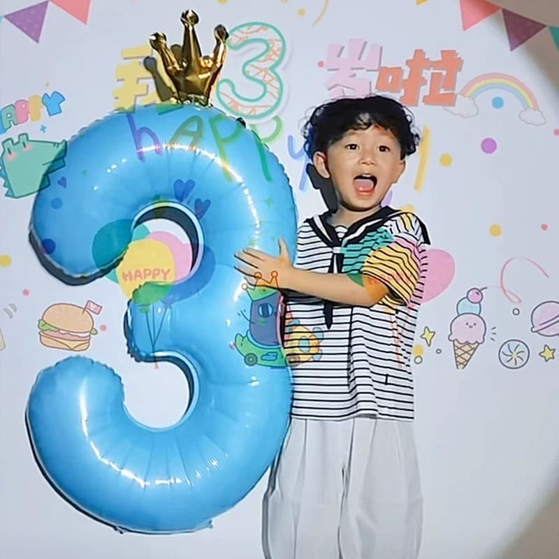 133cm coroa azul número de aniversário bebê feliz aniversário atmosfera número balão cena decoração adereços