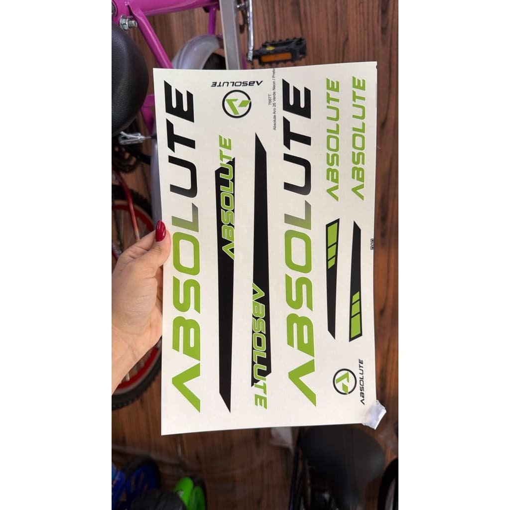 Cartela Adesivos p/ Bike Adulto Absolute Verde Neon Original