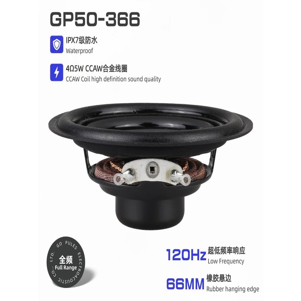Alto-falante magnético interno à prova d'água, 50mm7cm, 4 Ou 5W, magnético duplo, 16 núcleos, 66mm, borda suspensa, grau