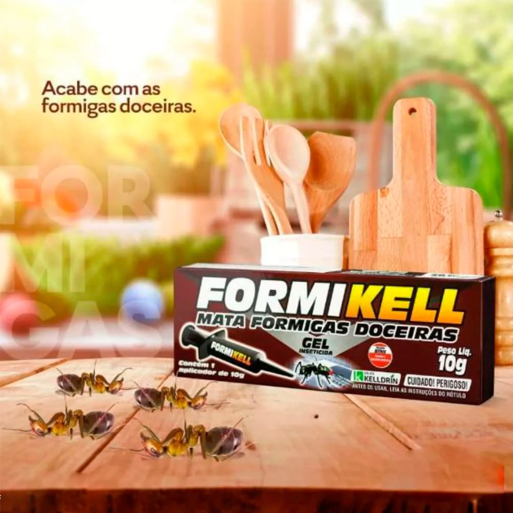 Formikell Gel 10g Mata Formigas Gel Inseticida Kelldrin Rápido e Eficaz Contra Formigas Melhor Produto que mata Formiga