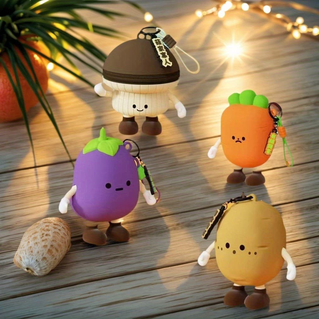 Nova Bolsa de Armazenamento Mini da Série Vegetal 3D, Divertida, para Fones de Ouvido Bluetooth e Moedas