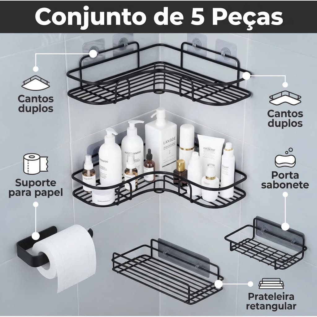 1/2/3/4/5 Suportes Banheiro Cozinha Porta Shampoo Organizadores De Metal Rack Prateleiras Com Adesivos