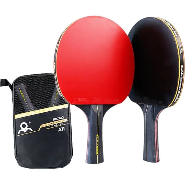 Raquete de Tênis de Mesa 5/6 Estrelas, Conjunto Profissional de Raquete de Ping Pong, Borracha com Nopos Internos, Lâmin