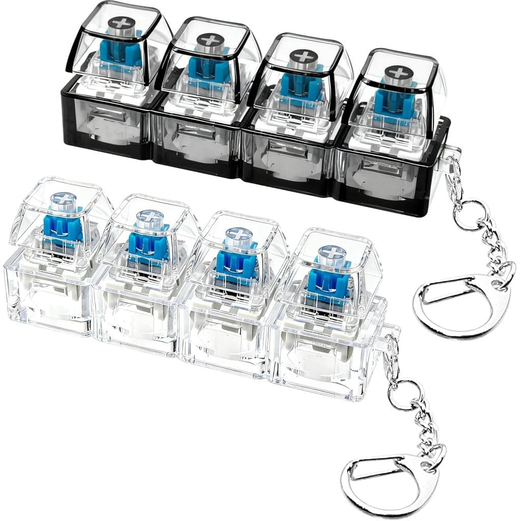 2 Peças de Brinquedo Anti-stress de Teclado, Chaveiro Anti-stress de Teclado 4 em 1, Brinquedos de Clicar com Botões par