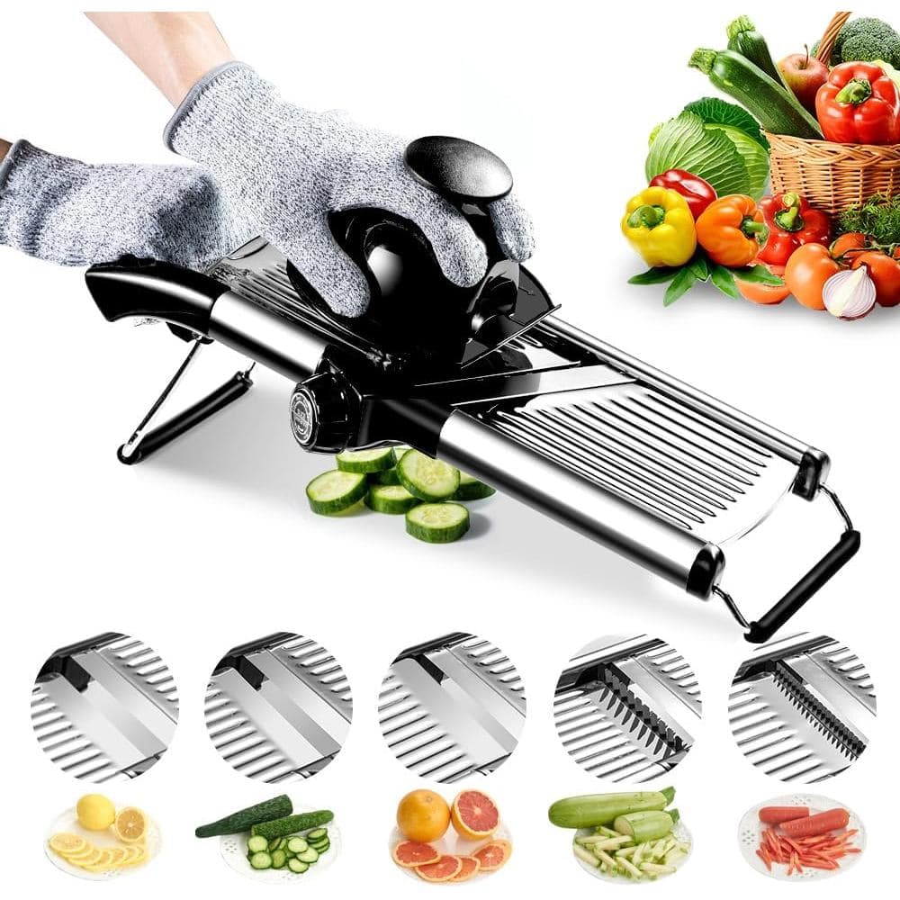 Cortador de Legumes Mandoline, Cortador Mandoline Ajustável para Cozinha, Picador de Legumes em Aço Inoxidável para Bata