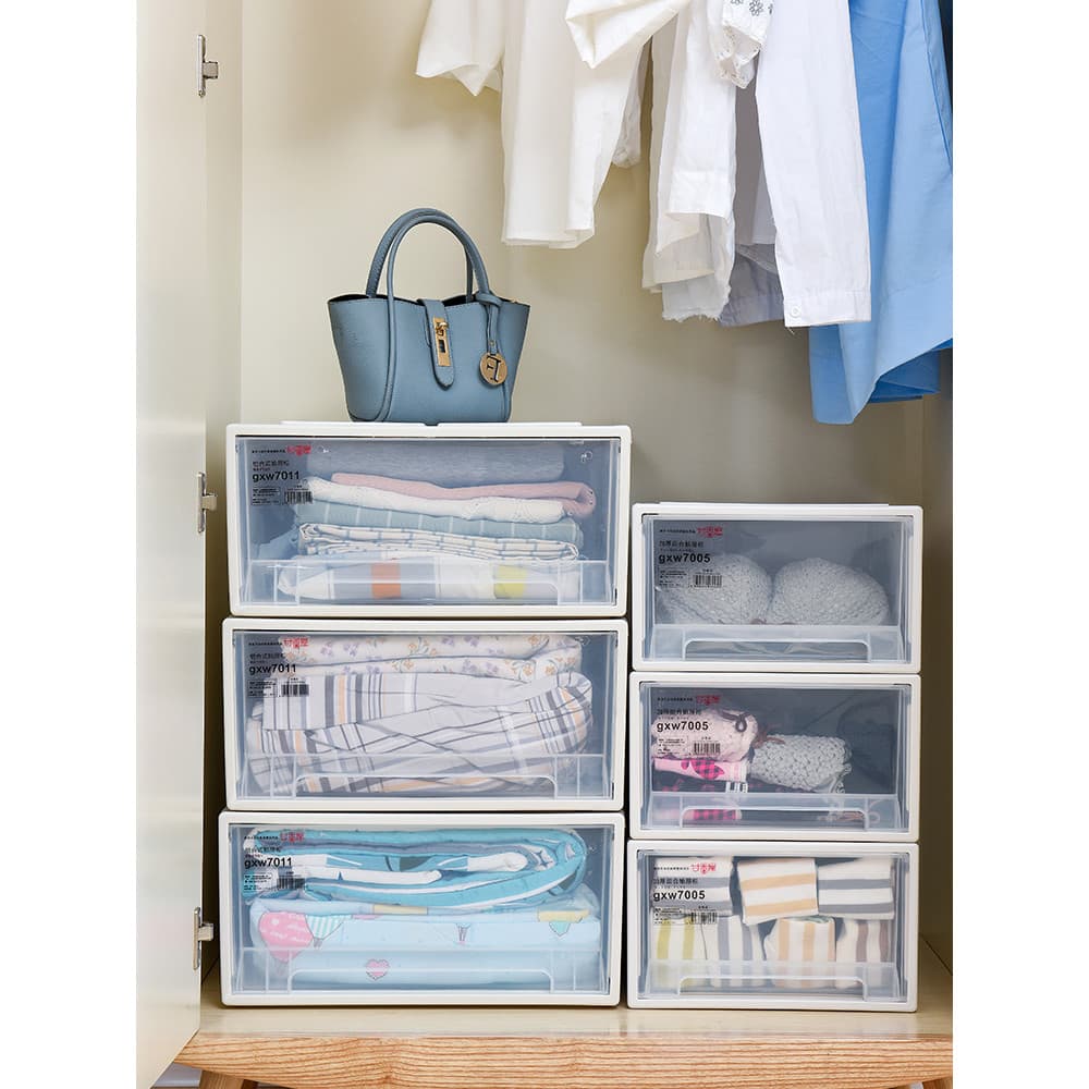 Caixa de armazenamento de roupas de guarda-roupa de grandes dimensões Multi-camada gaveta caixa de armazenamento de plás