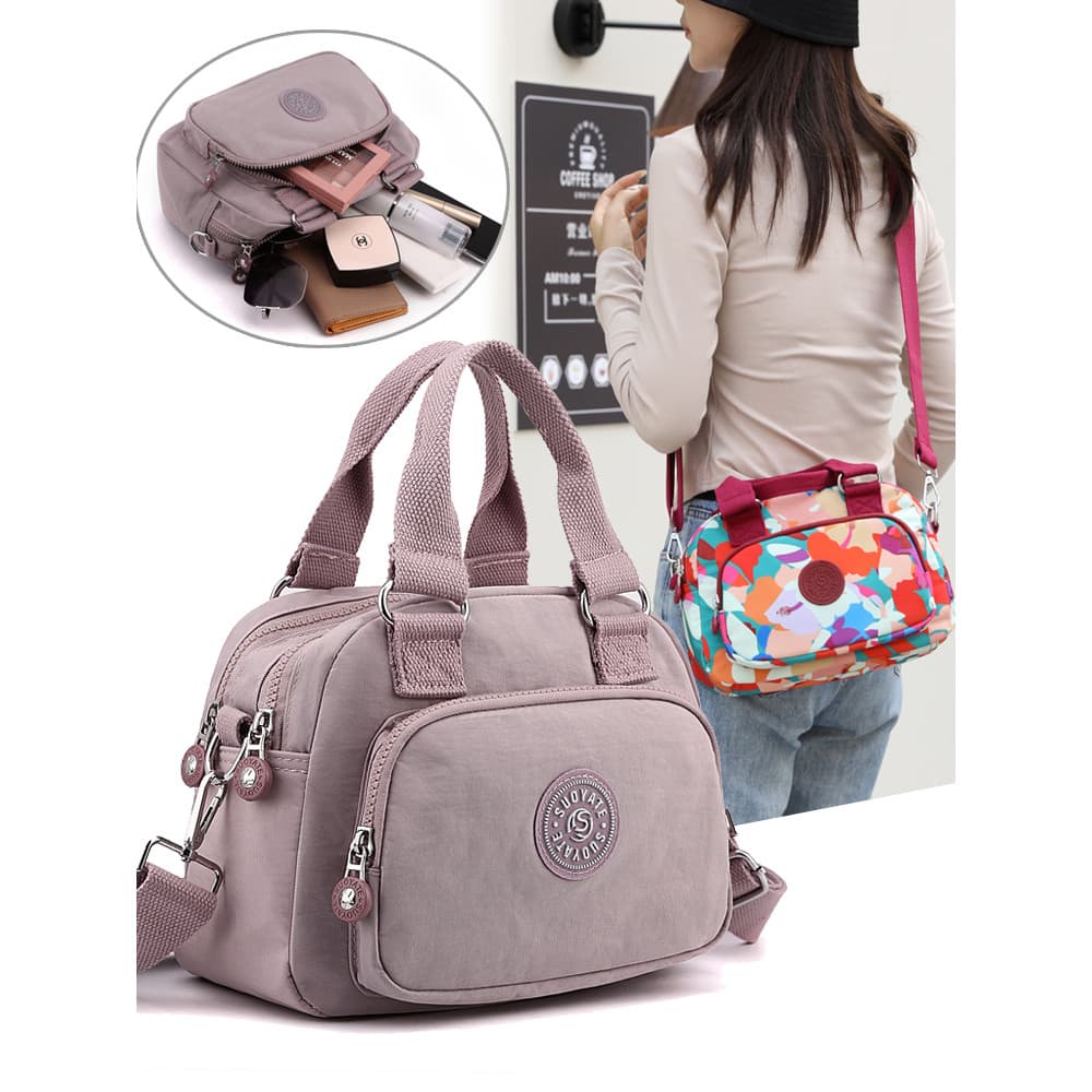 Moda simples portátil saco do mensageiro feminino dupla camada grande capacidade bolsa de ombro leve à prova dwaterproof