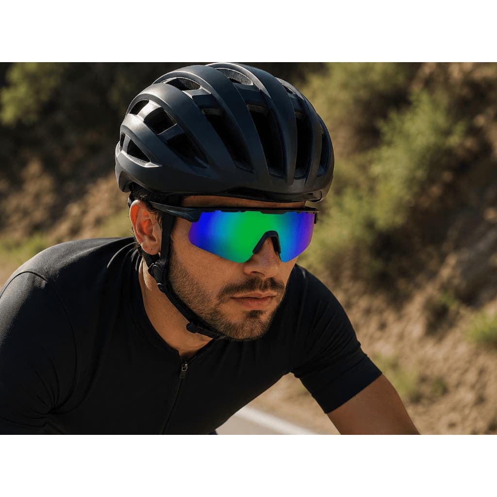 Óculos Sol Esportivo Espelhado Branco Azul Ciclismo Mascara Bike MTB UV400 Corrida Pesca Tático Polarizado