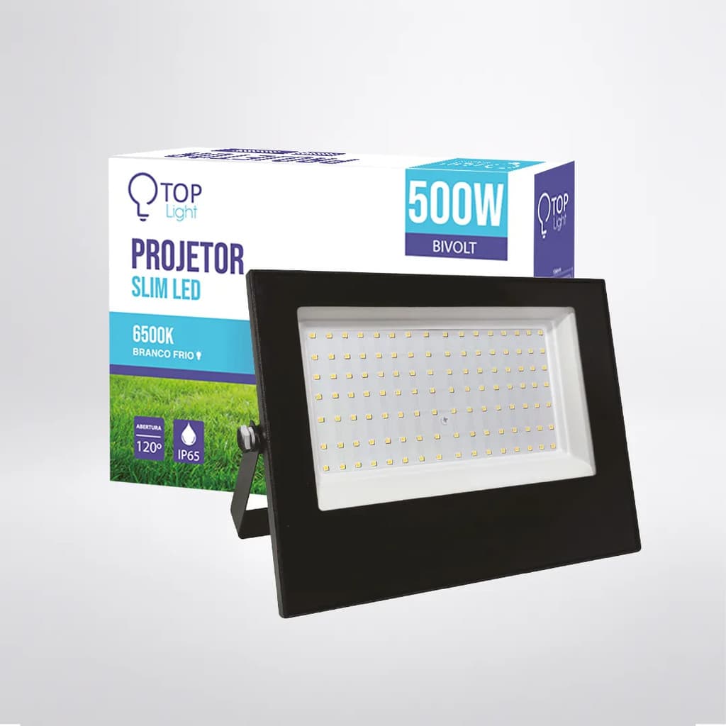 PROJETOR LED 500W SLIM 6500K 23X17 BIVOLT - TOPLIGHT
