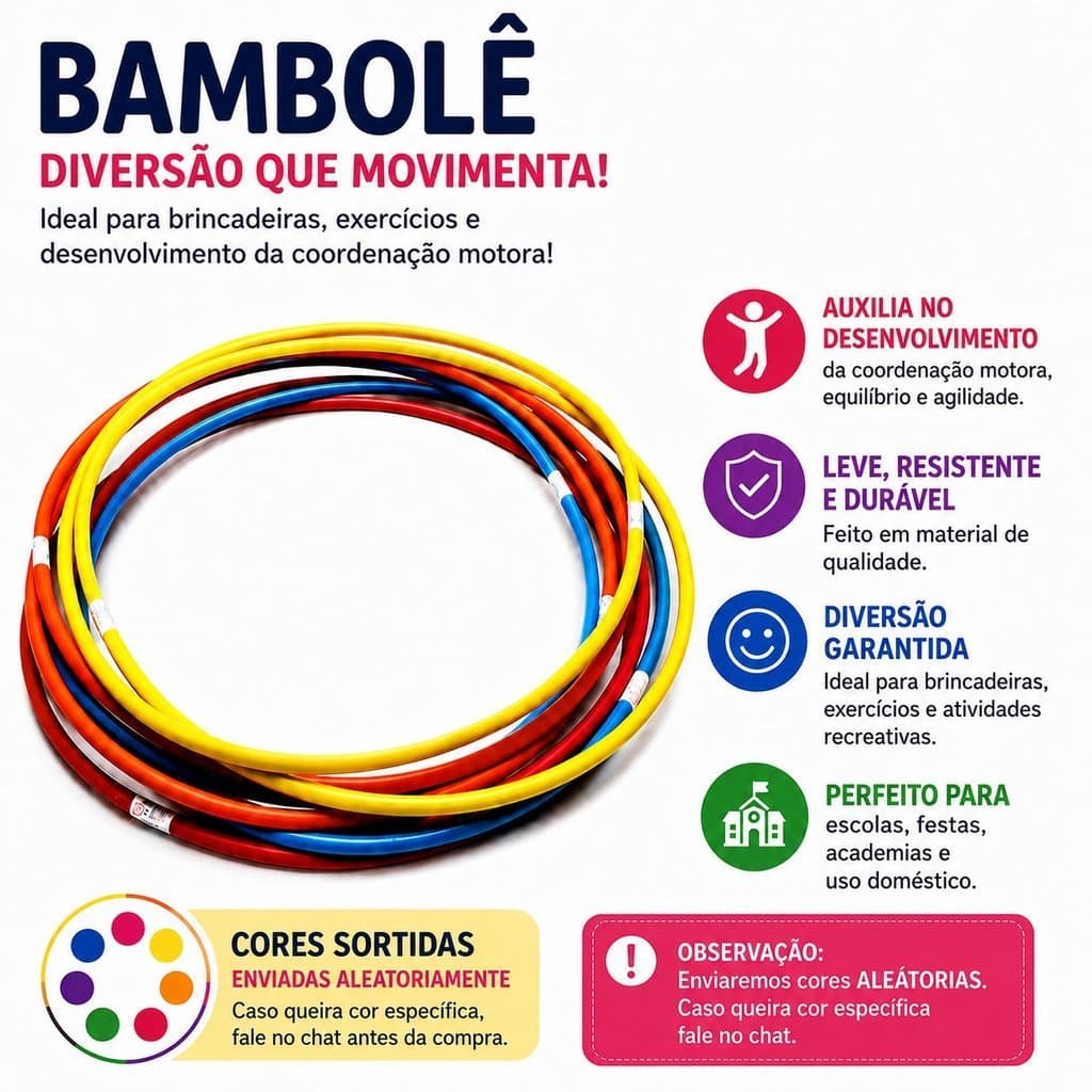 Bambolês 90/65/75 Diversão e Desenvolvimento Cores Aleátorias