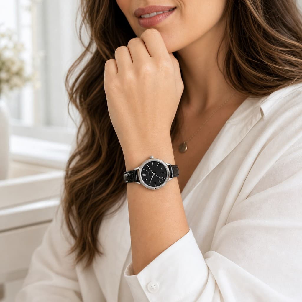 Relógio Feminino Casual Preto Leve para Dia a Dia e Presente