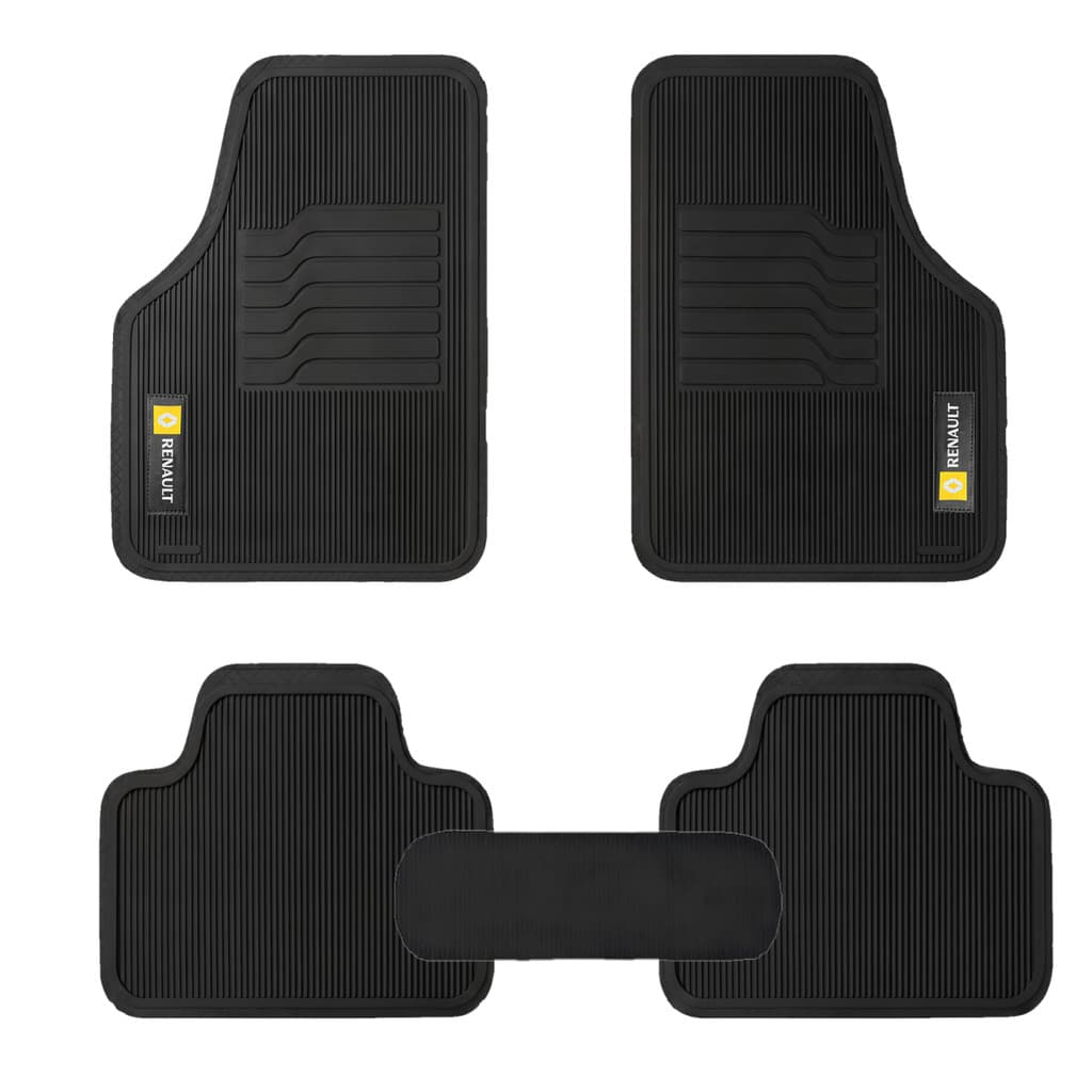 Jogo Tapete Borracha Automotivo Impermeável Carro Renault Preto