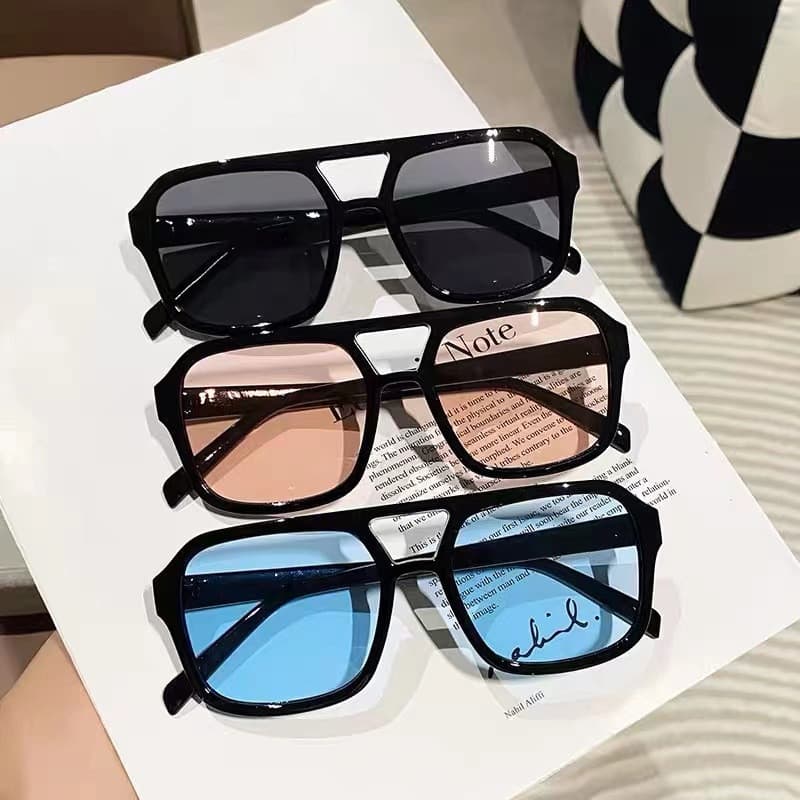 Novo estilo quadrado duplo feixe óculos de sol versão coreana Retro grande quadro piloto óculos na moda oceano óculos de