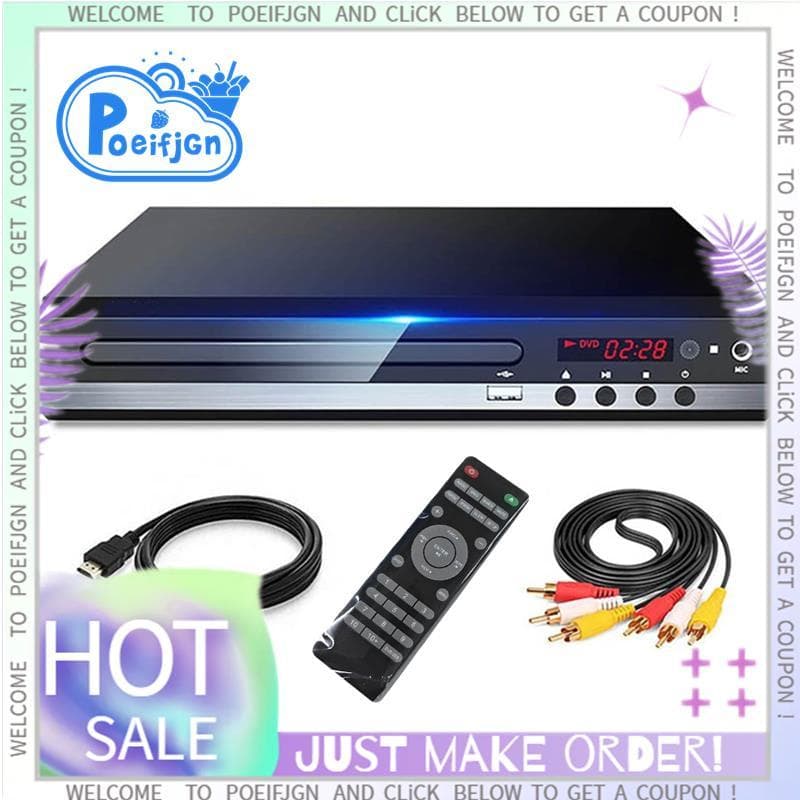 Leitor De DVD 1080P HD Home Player Box Para TV Todas As Regiões Grátis CD-Disk AV-Output EVD-Plugue Americano Fácil De U