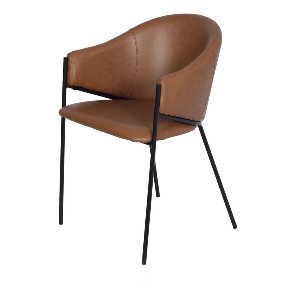 CADEIRA GILA PU CARAMELO BASE METAL PINTURA PRETA